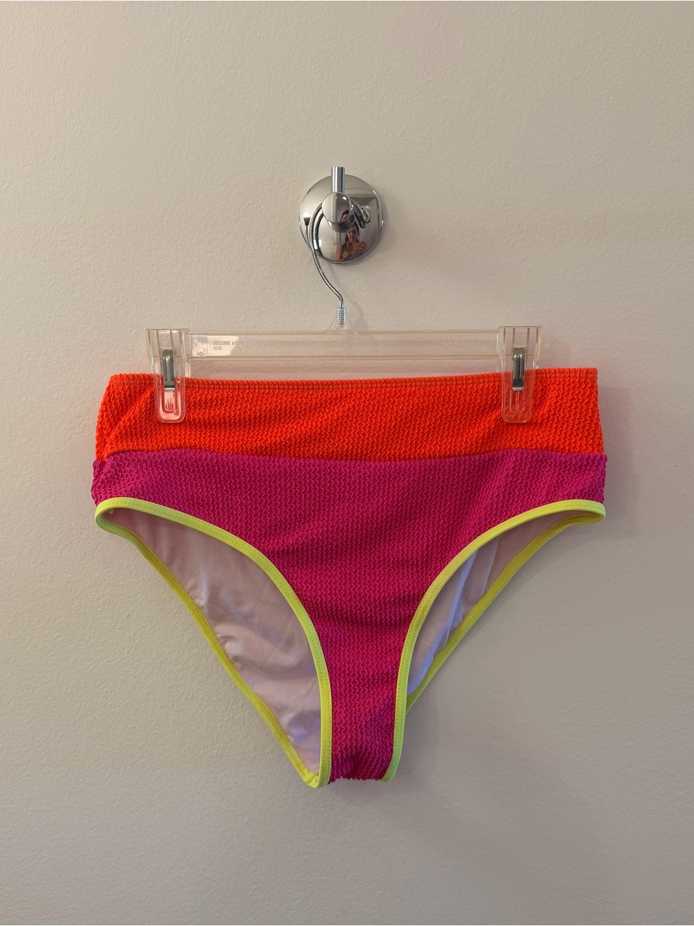 Women’s Colorblock High-Waist Bikini Bottoms - Pink & Orange